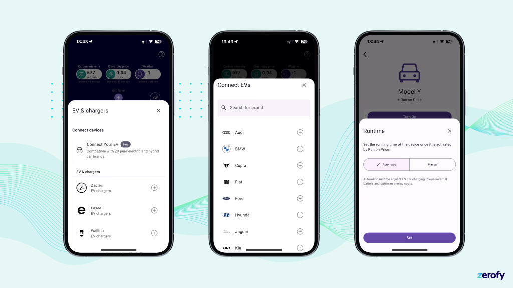 Connecting EV and setting smart charge mode